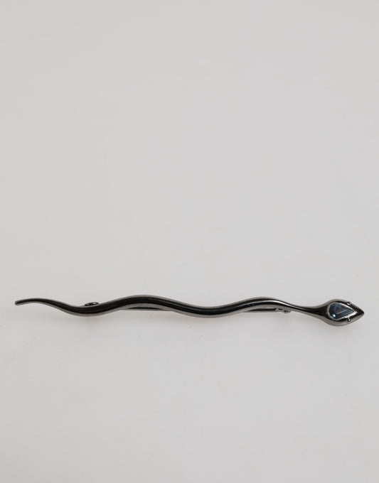 Dolce & Gabbana Black Brass Crystal Spilla Serpente Mens Brooch Pin - YSONA