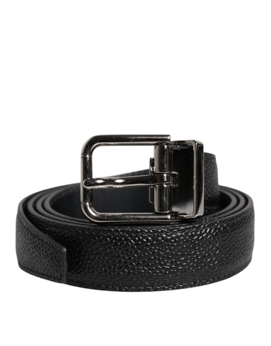 Dolce & Gabbana Black Calf Leather Classic Metal Buckle Belt - YSONA