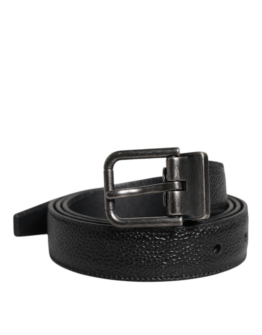 Dolce & Gabbana Black Calf Leather Classic Metal Buckle Belt - YSONA