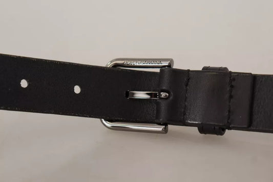 Dolce & Gabbana Black Calf Leather Classic Metal Logo Buckle Belt - YSONA