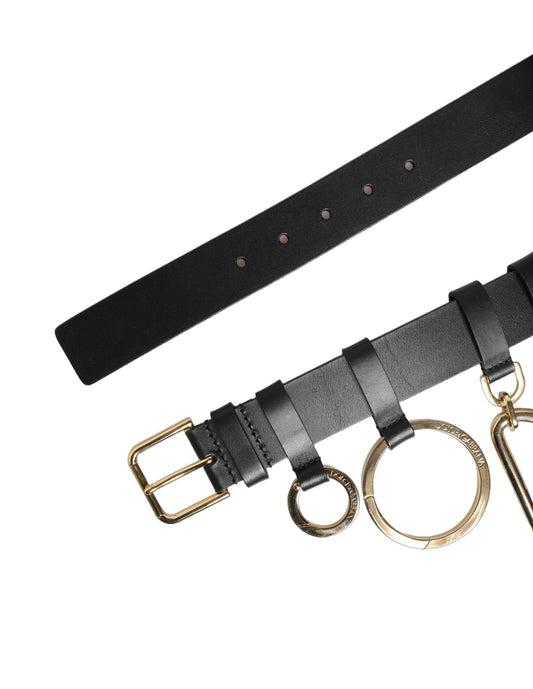 Dolce & Gabbana Black Calf Leather Gold Metal Buckle Men Belt - YSONA