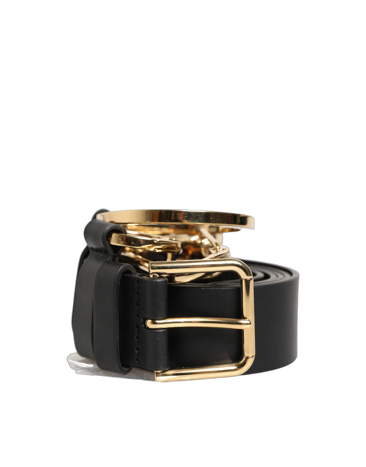 Dolce & Gabbana Black Calf Leather Gold Metal Buckle Men Belt - view 5