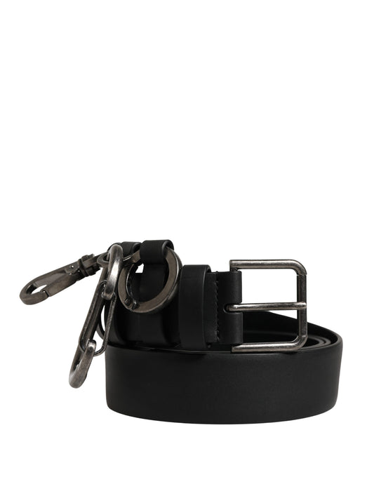 Dolce & Gabbana Black Calf Leather Silver Metal Buckle Belt - YSONA