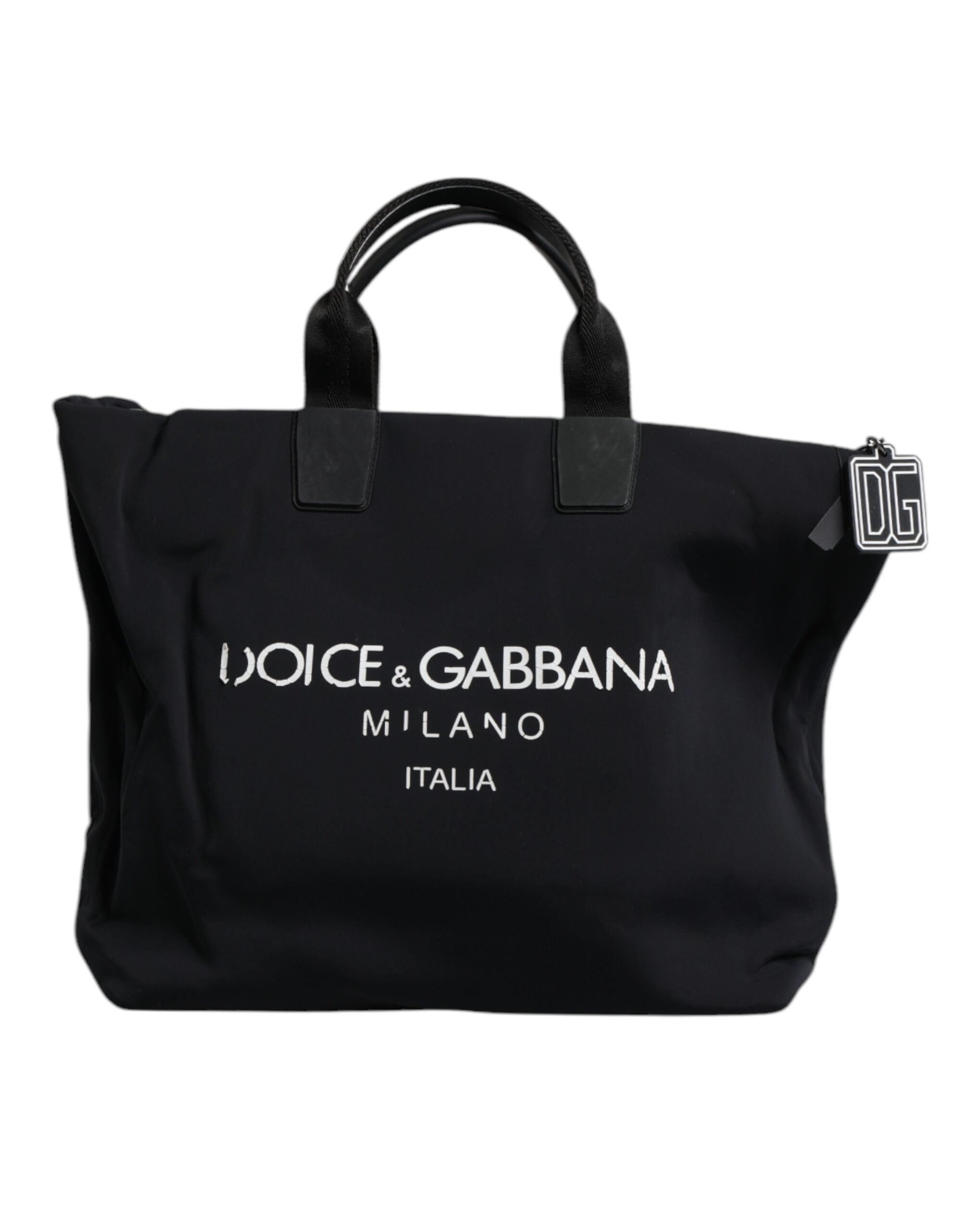 Dolce & Gabbana Black Canvas DG Logo Women Shopping Hand Tote Bag - YSONA