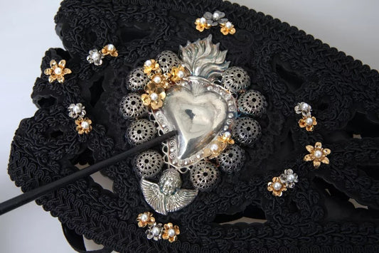 Dolce & Gabbana Black Canvas Embellished Waist Women Belt - YSONA