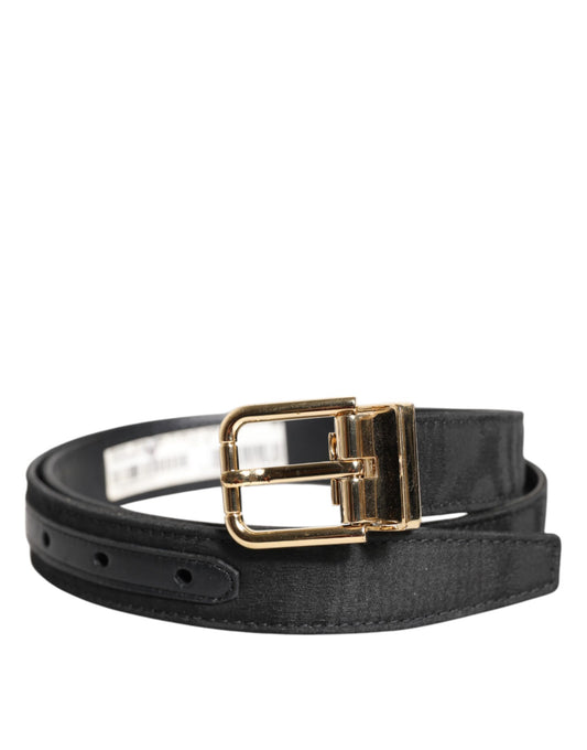 Dolce & Gabbana Black Classic Gold Metal Logo Buckle Belt - YSONA