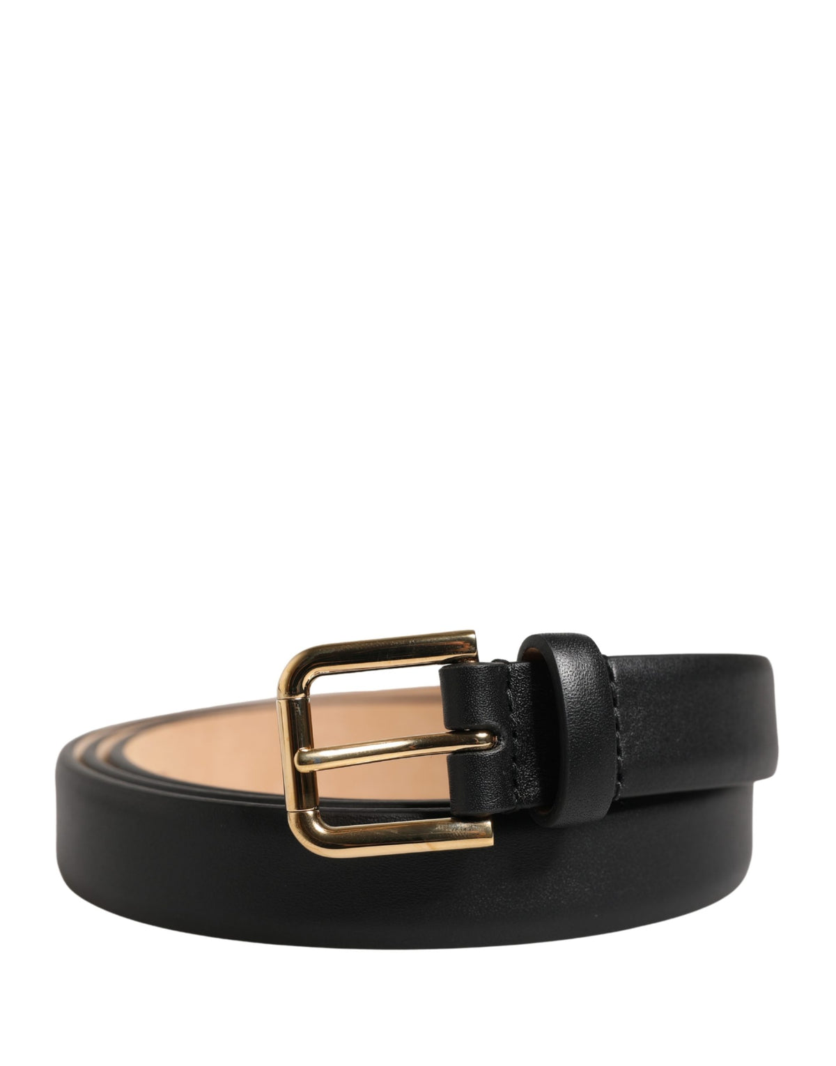 Dolce & Gabbana Black Classic Leather Gold Metal Buckle Belt - YSONA