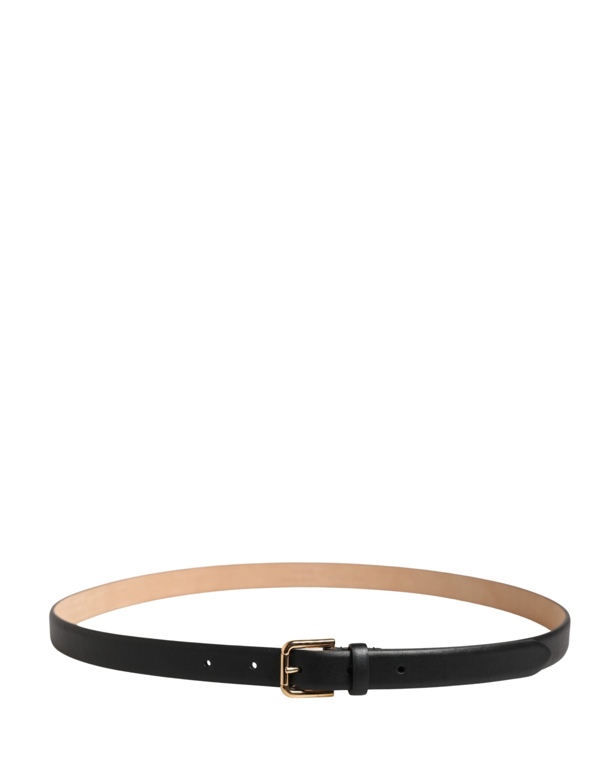 Dolce & Gabbana Black Classic Leather Gold Metal Buckle Belt - view 3