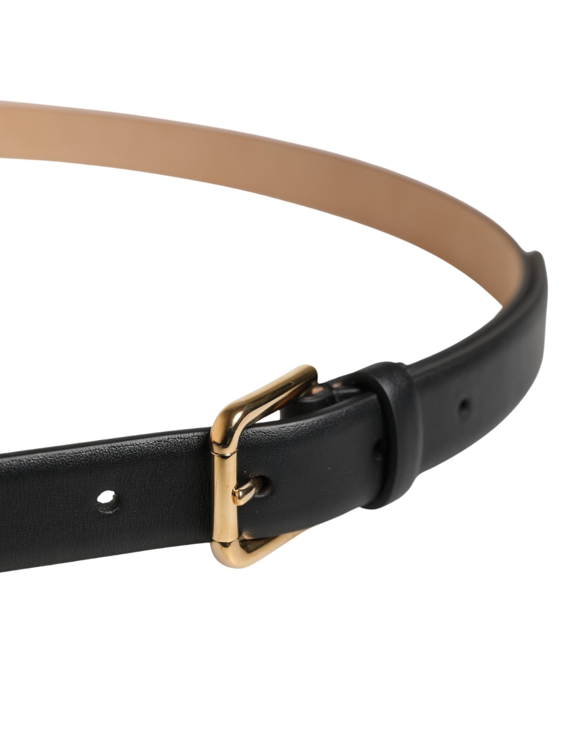 Dolce & Gabbana Black Classic Leather Gold Metal Buckle Belt - view 4