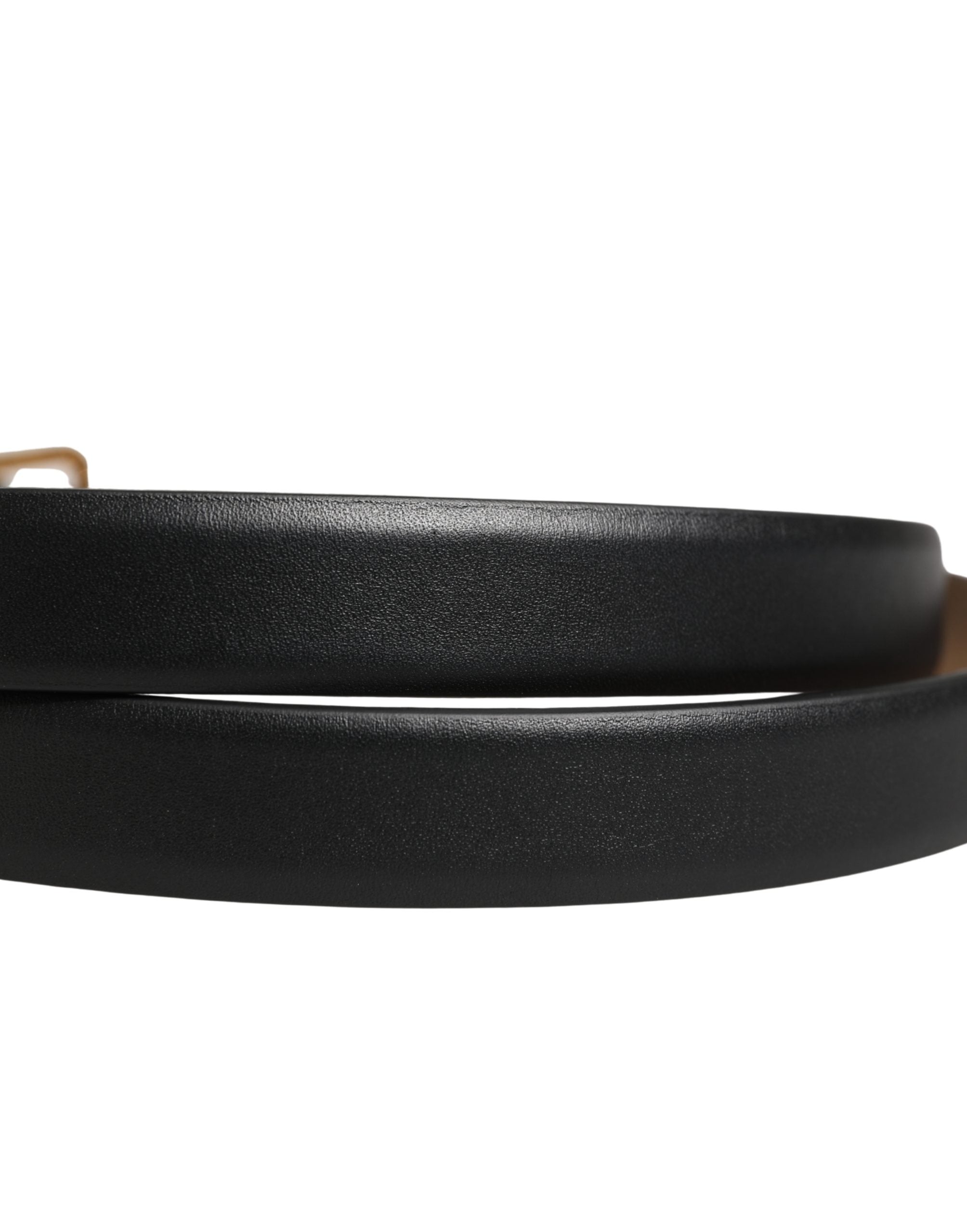 Dolce & Gabbana Black Classic Leather Gold Metal Buckle Belt - view 5