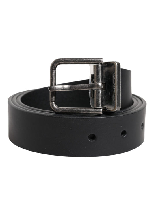 Dolce & Gabbana Black Classic Leather Metal Buckle Belt - YSONA