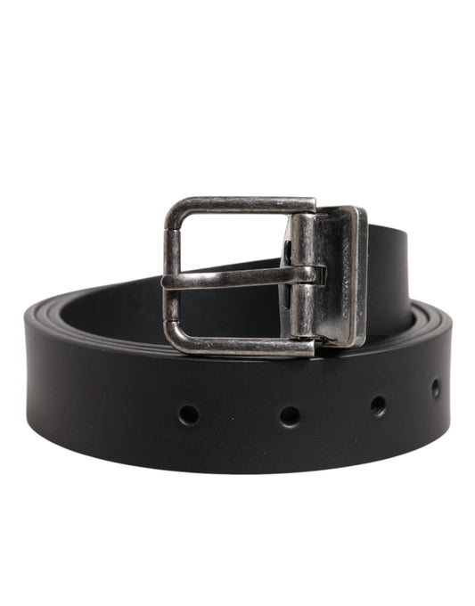 Dolce & Gabbana Black Classic Leather Metal Buckle Belt - YSONA