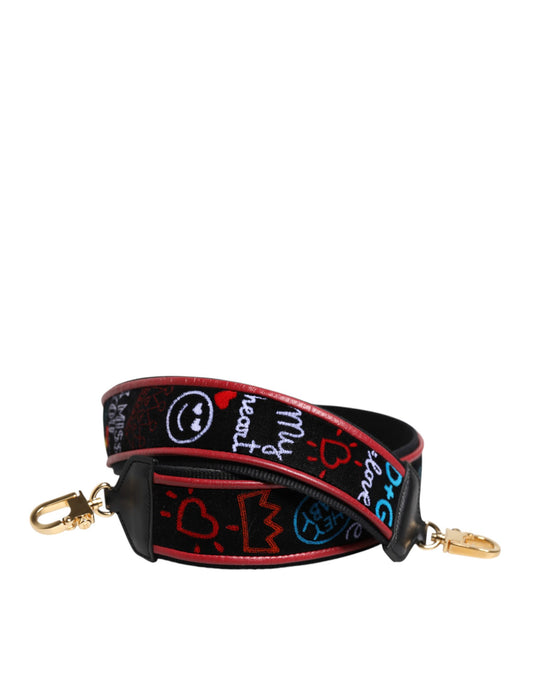 Dolce & Gabbana Black Cotton Printed Women Bag Accessory Shoulder Strap - YSONA