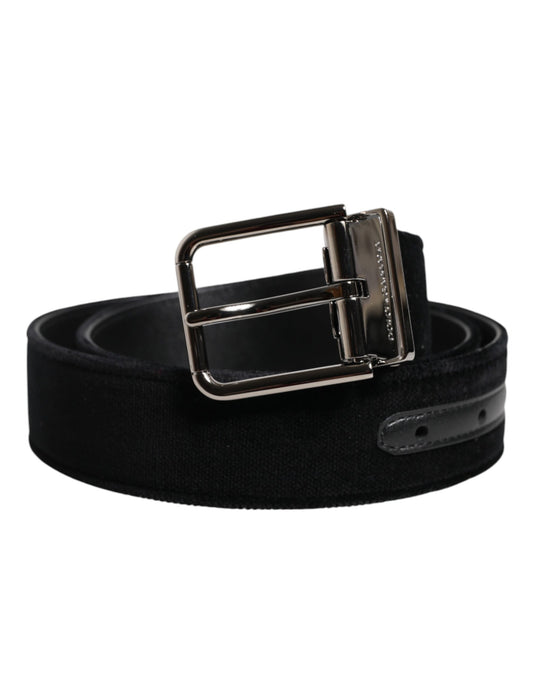 Dolce & Gabbana Black Cotton Silver Metal Buckle Belt - YSONA