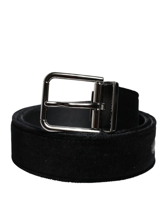 Dolce & Gabbana Black Cotton Silver Tone Metal Buckle Belt - YSONA