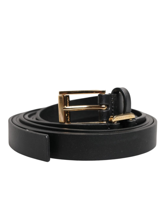 Dolce & Gabbana Black Double Strap Leather Gold Buckle Belt - YSONA