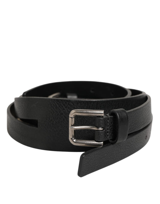 Dolce & Gabbana Black Double Strap Leather Gold Buckle Belt - YSONA