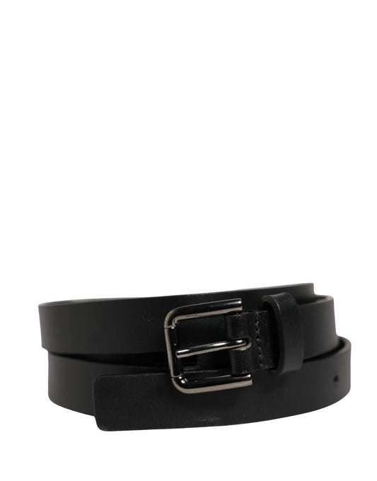 Dolce & Gabbana Black Double Strap Leather Silver Buckle Belt - YSONA