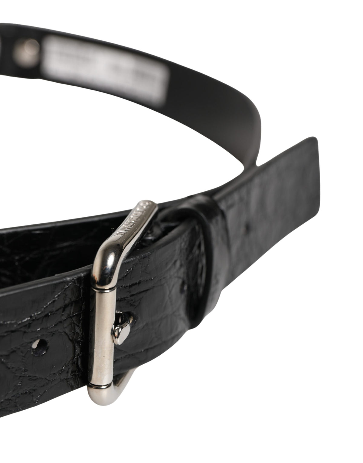 Dolce & Gabbana Black Exotic Leather Silver Metal Buckle Belt - view 4
