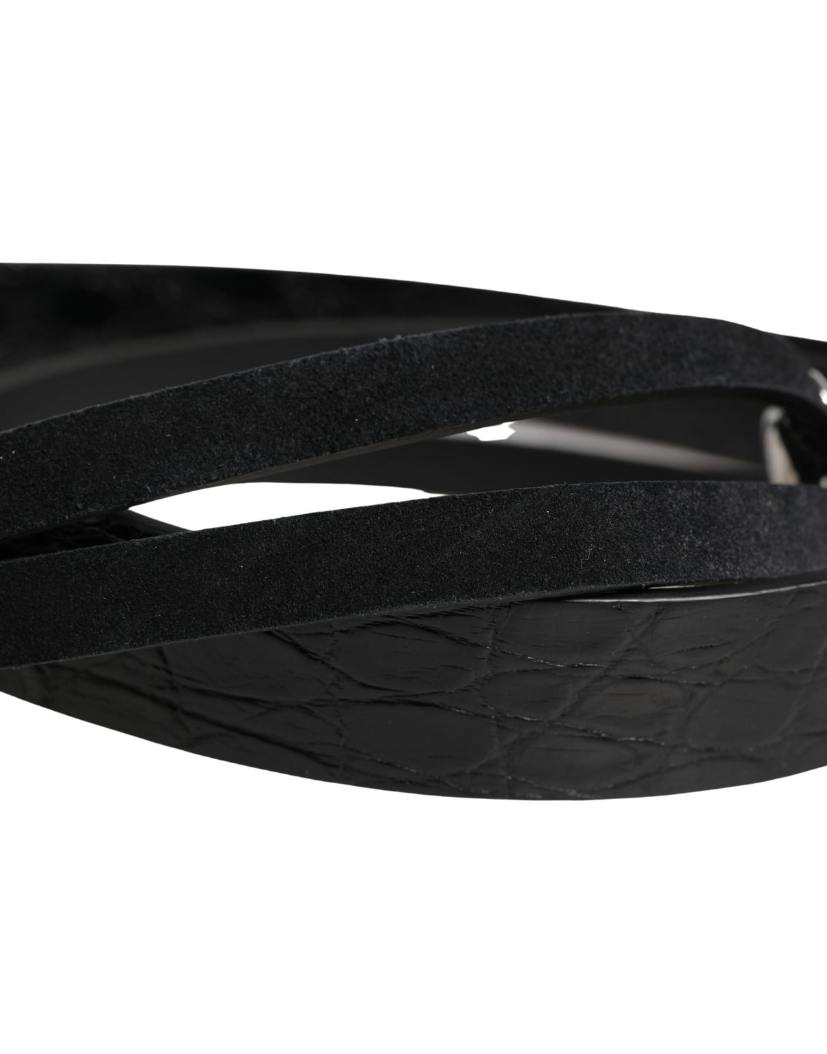 Dolce & Gabbana Black Exotic Leather Silver Metal Buckle Belt - view 5