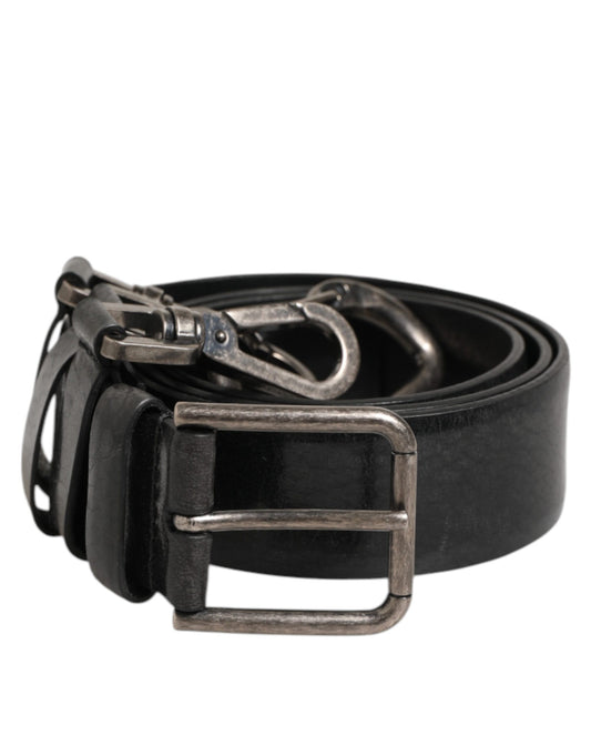 Dolce & Gabbana Black Key Ring Clip Attachments Buckle Belt - YSONA