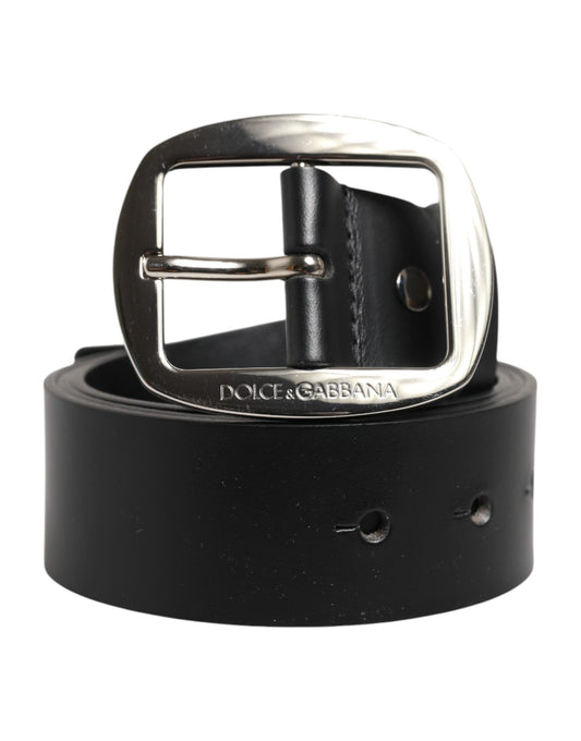 Dolce & Gabbana Black Leather Classic Metal Buckle Belt - YSONA