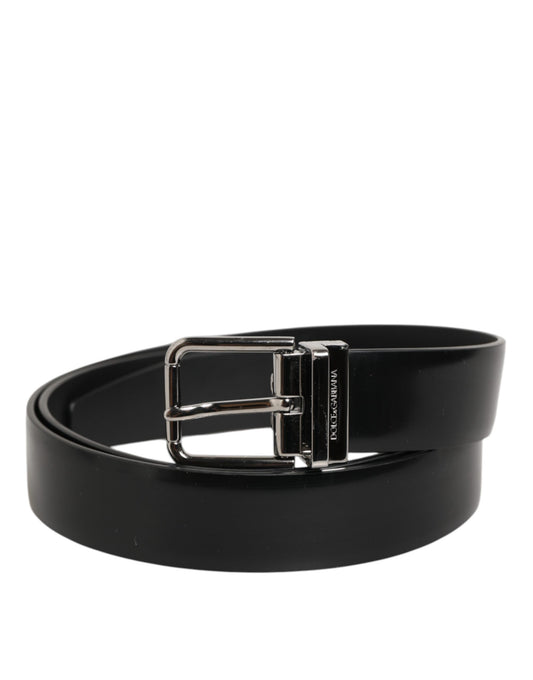 Dolce & Gabbana Black Leather Classic Metal Buckle Men Belt - YSONA
