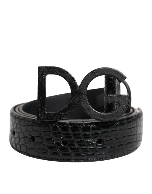 Dolce & Gabbana Black Leather Classic Metal DG Buckle Belt - YSONA