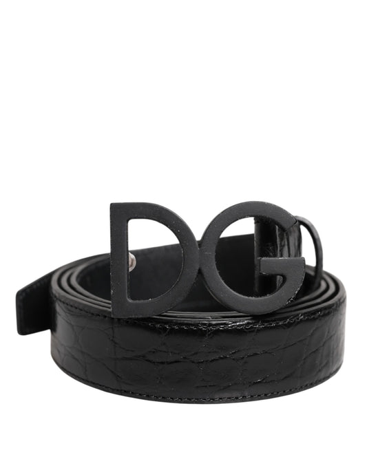 Dolce & Gabbana Black Leather Classic Metal DG Buckle Belt - YSONA