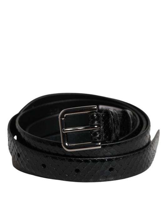 Dolce & Gabbana Black Leather Classic Metal Logo Buckle Belt - YSONA