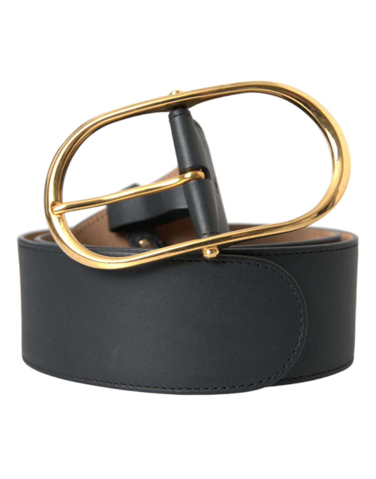 Dolce & Gabbana Black Leather Classic Metal Oval Buckle Belt - view 2