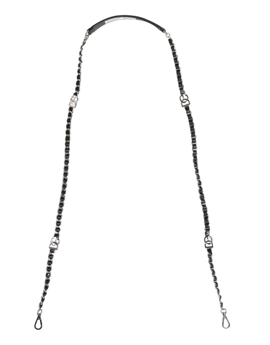 Dolce & Gabbana Black Leather DG Logo Chain Bag Shoulder Strap - YSONA