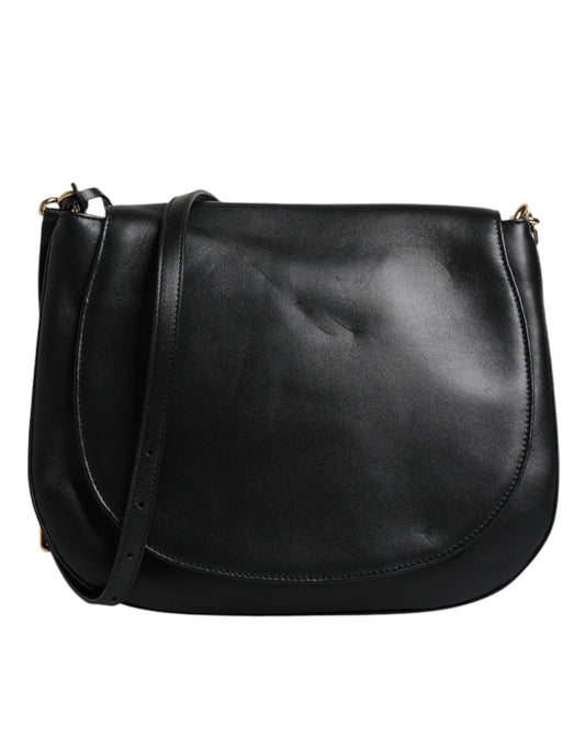 Dolce & Gabbana Black Leather Flap Saddle Shoulder Bag - YSONA