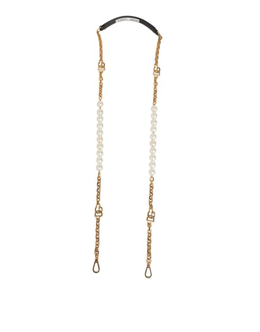 Dolce & Gabbana Black Leather Gold Chain Bag Accessory Shoulder Strap - YSONA