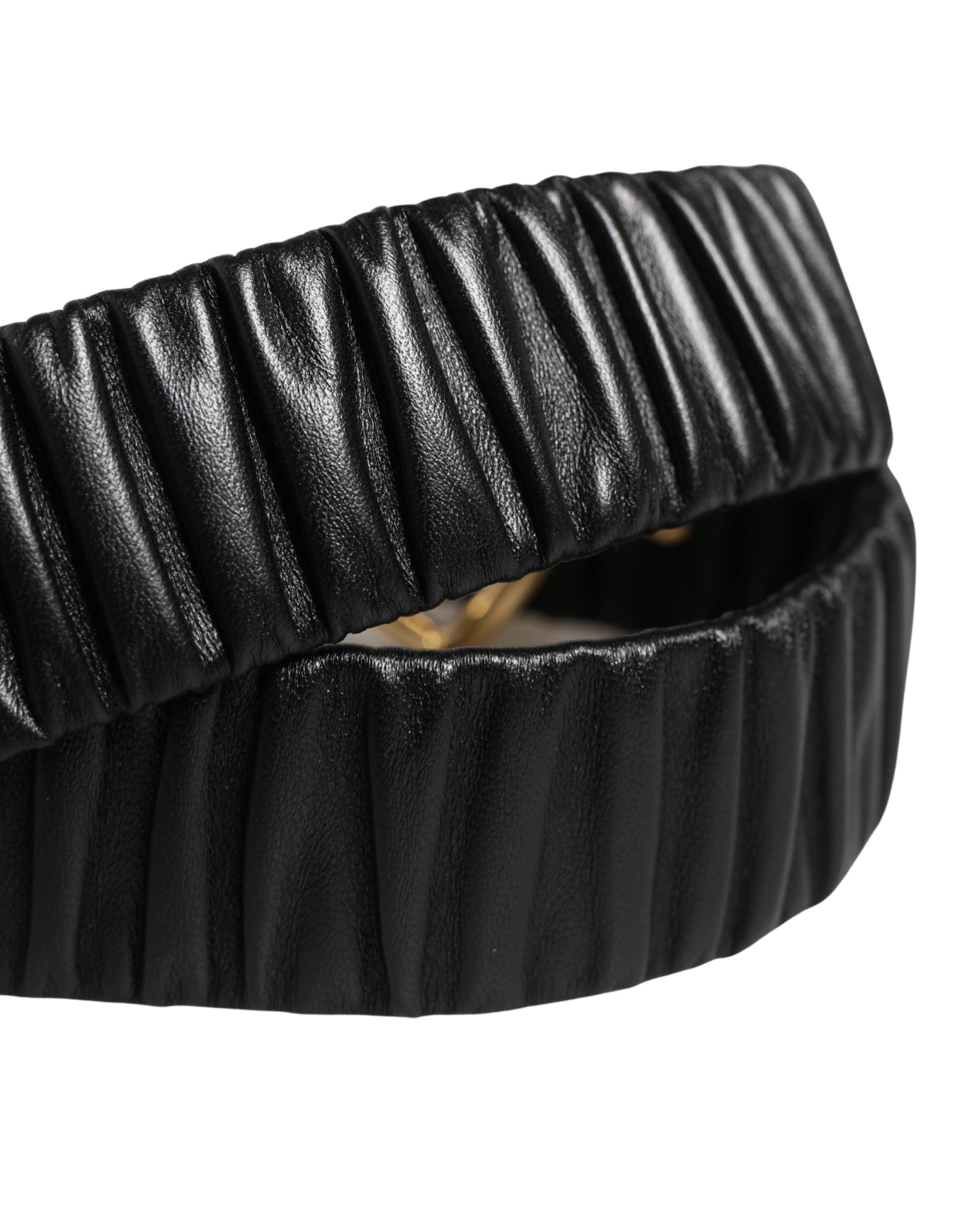 Dolce & Gabbana Black Leather Gold Heart Metal Buckle Belt - view 5