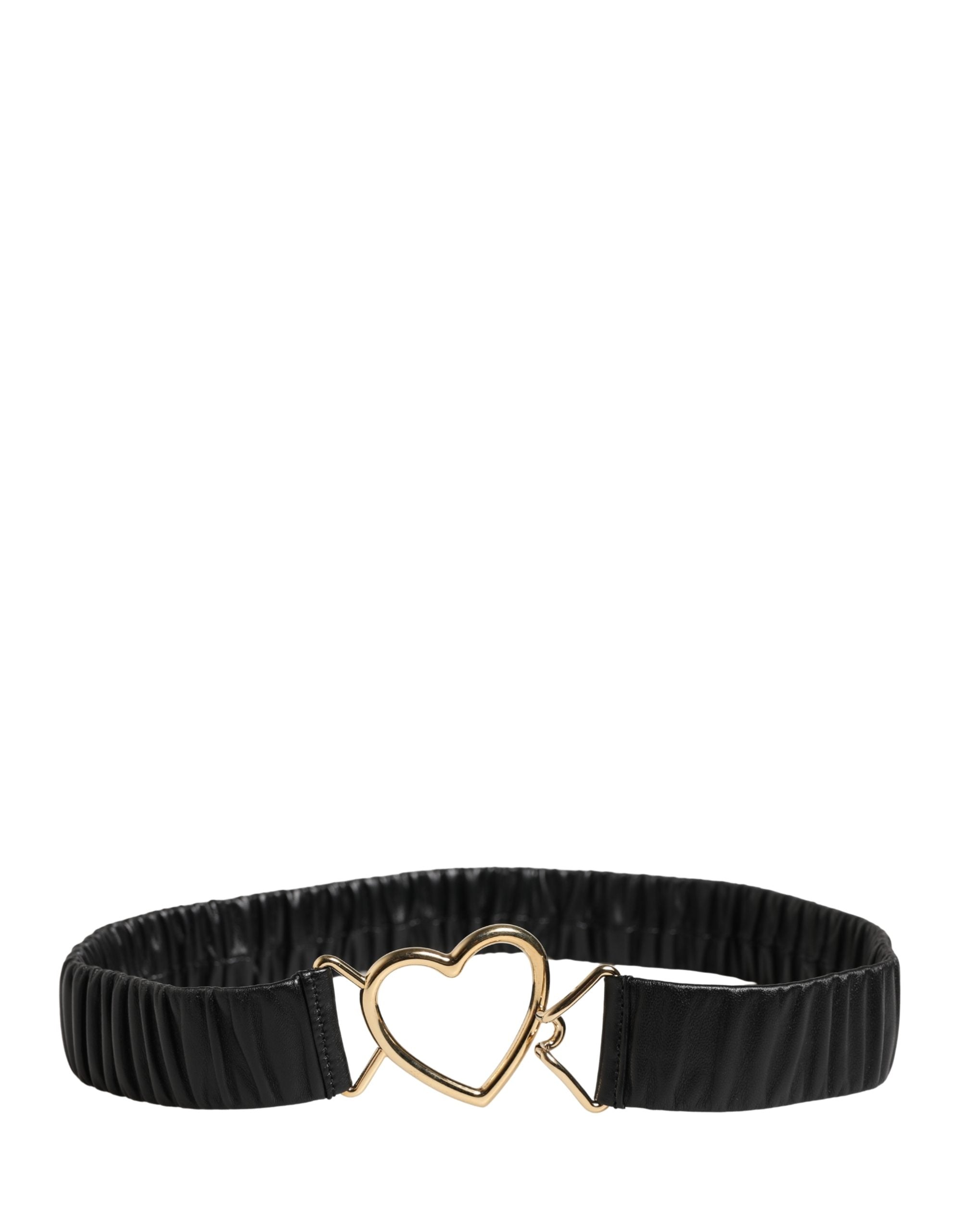Dolce & Gabbana Black Leather Gold Heart Metal Buckle Belt - view 4