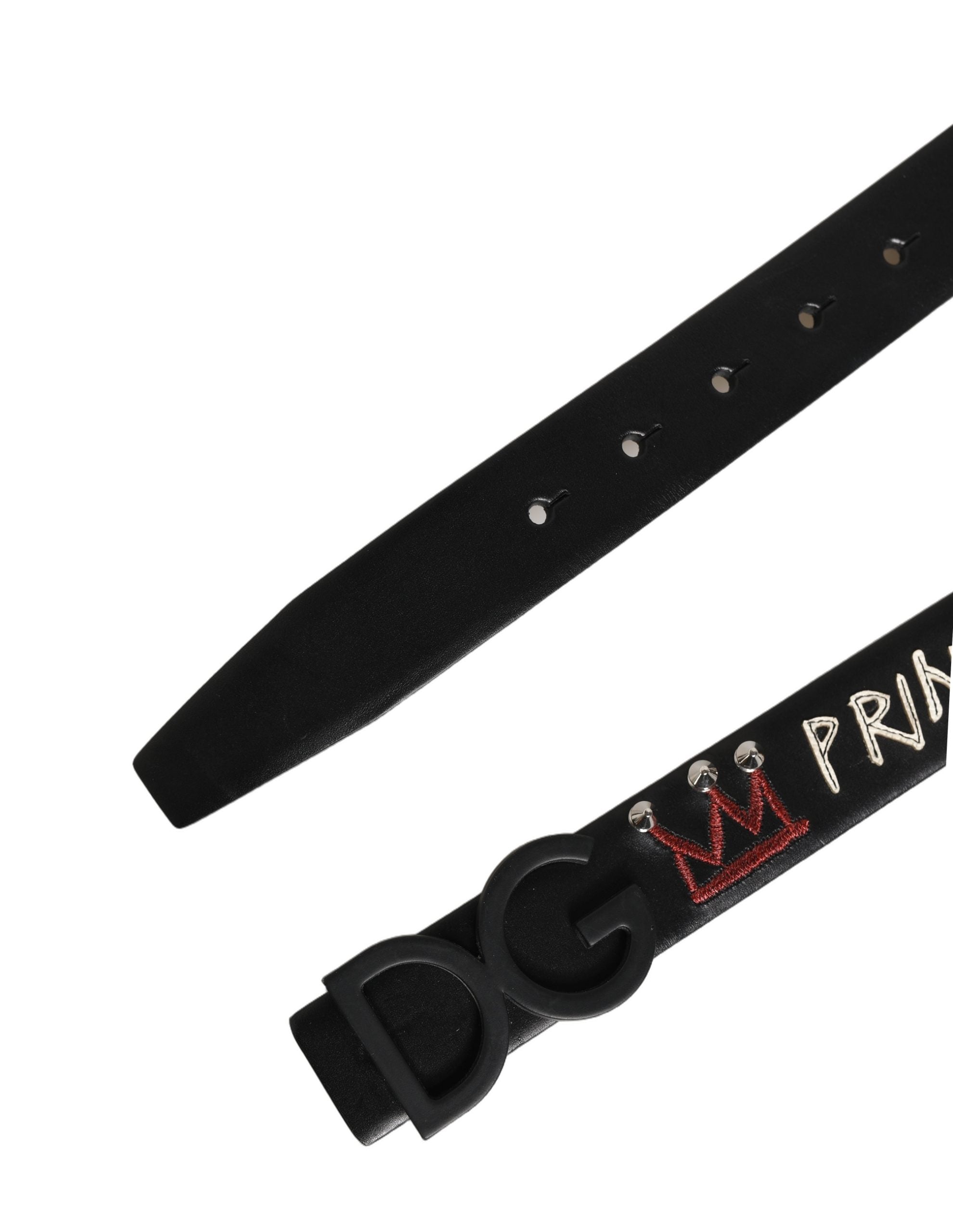 Dolce & Gabbana Black Leather Prince Crown Logo Buckle Belt - view 2