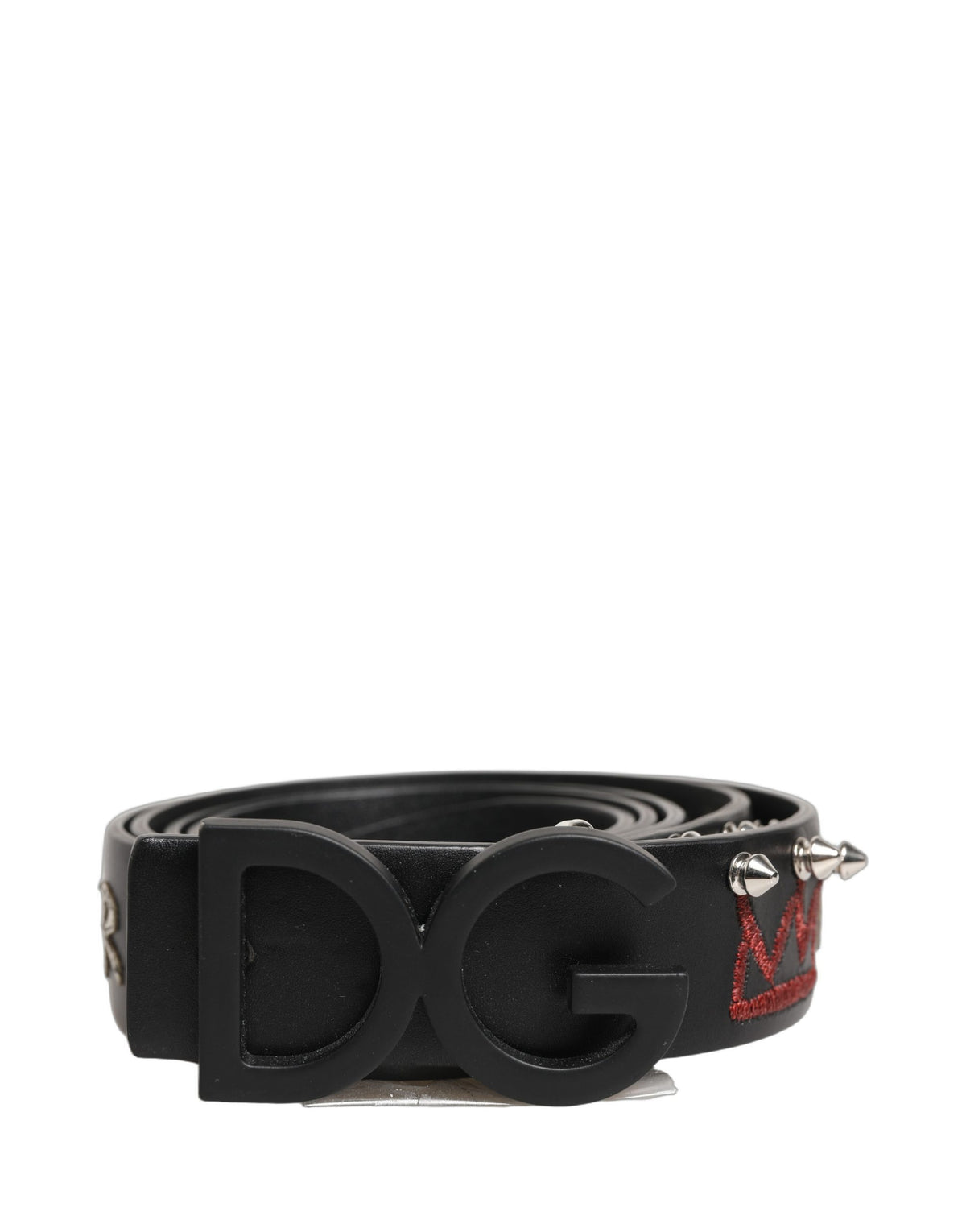 Dolce & Gabbana Black Leather Prince Crown Logo Buckle Belt - view 4