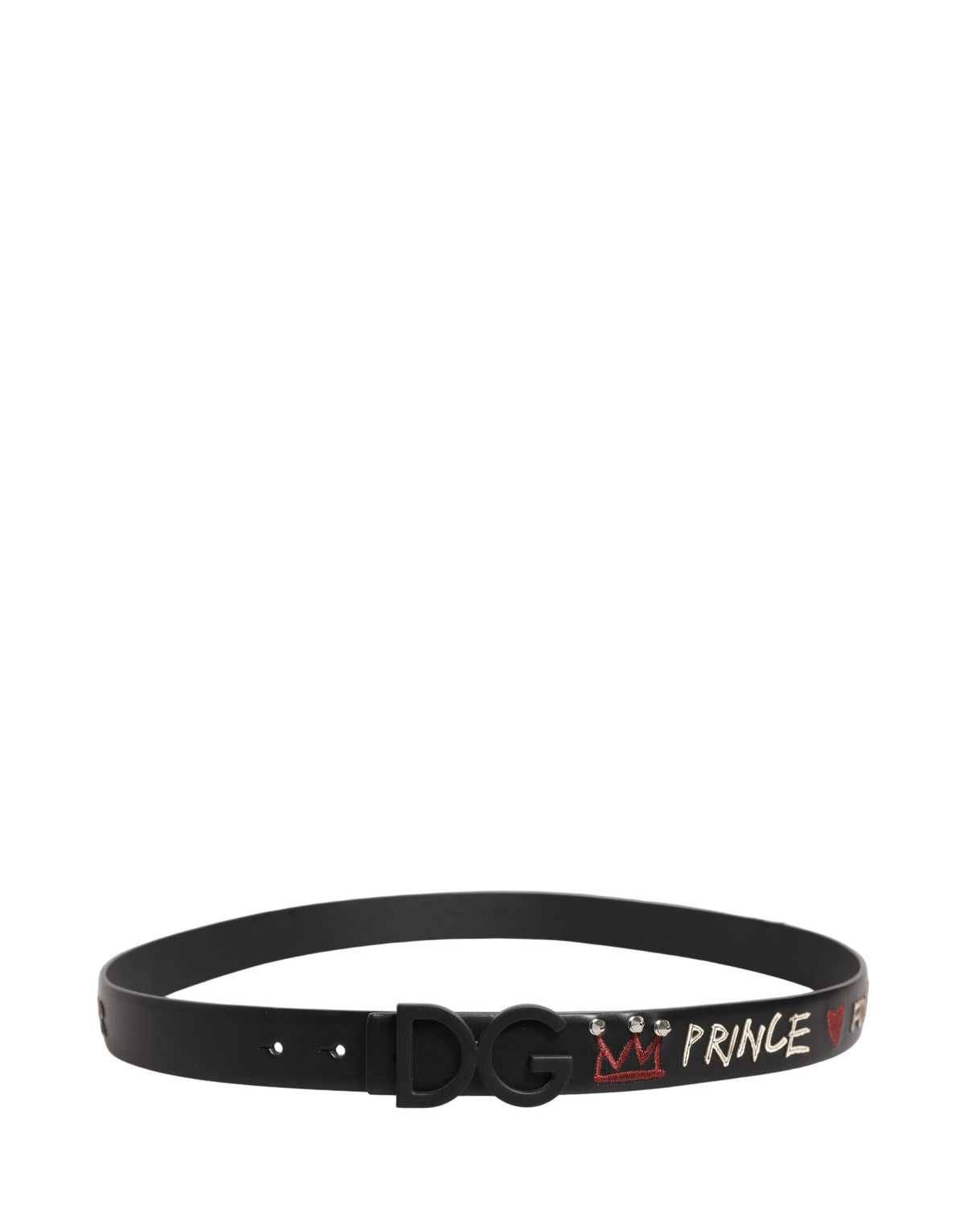 Dolce & Gabbana Black Leather Prince Crown Logo Buckle Belt - view 5