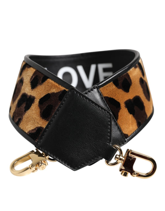Dolce & Gabbana Black Leopard Print Reversible Bag Shoulder Strap - YSONA