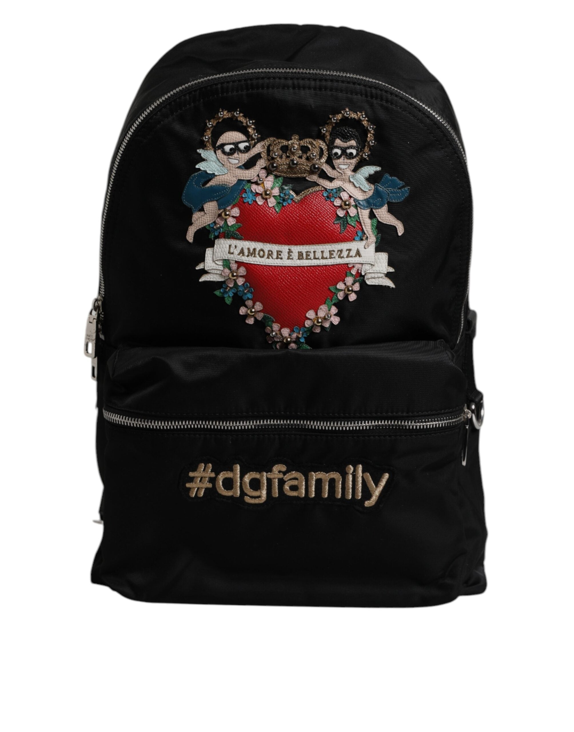 Dolce & Gabbana Black Nylon #DGFAMILY Embellished Backpack VULCANO Bag - YSONA