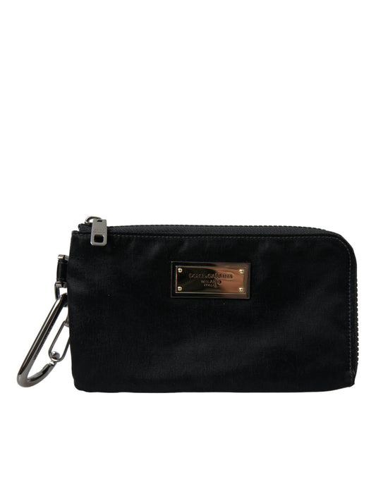 Dolce & Gabbana Black Nylon Logo Plaque Keyring Pouch Clutch Bags - YSONA
