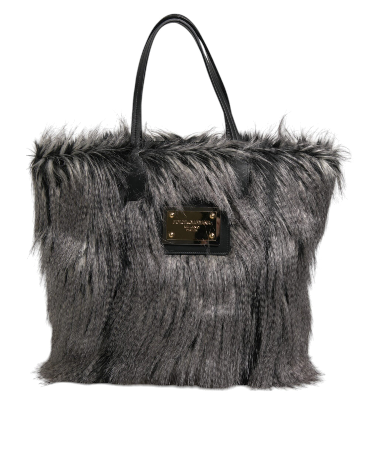 Dolce & Gabbana Black Oversize Faux Fur Shopping Tote Bag - view 2