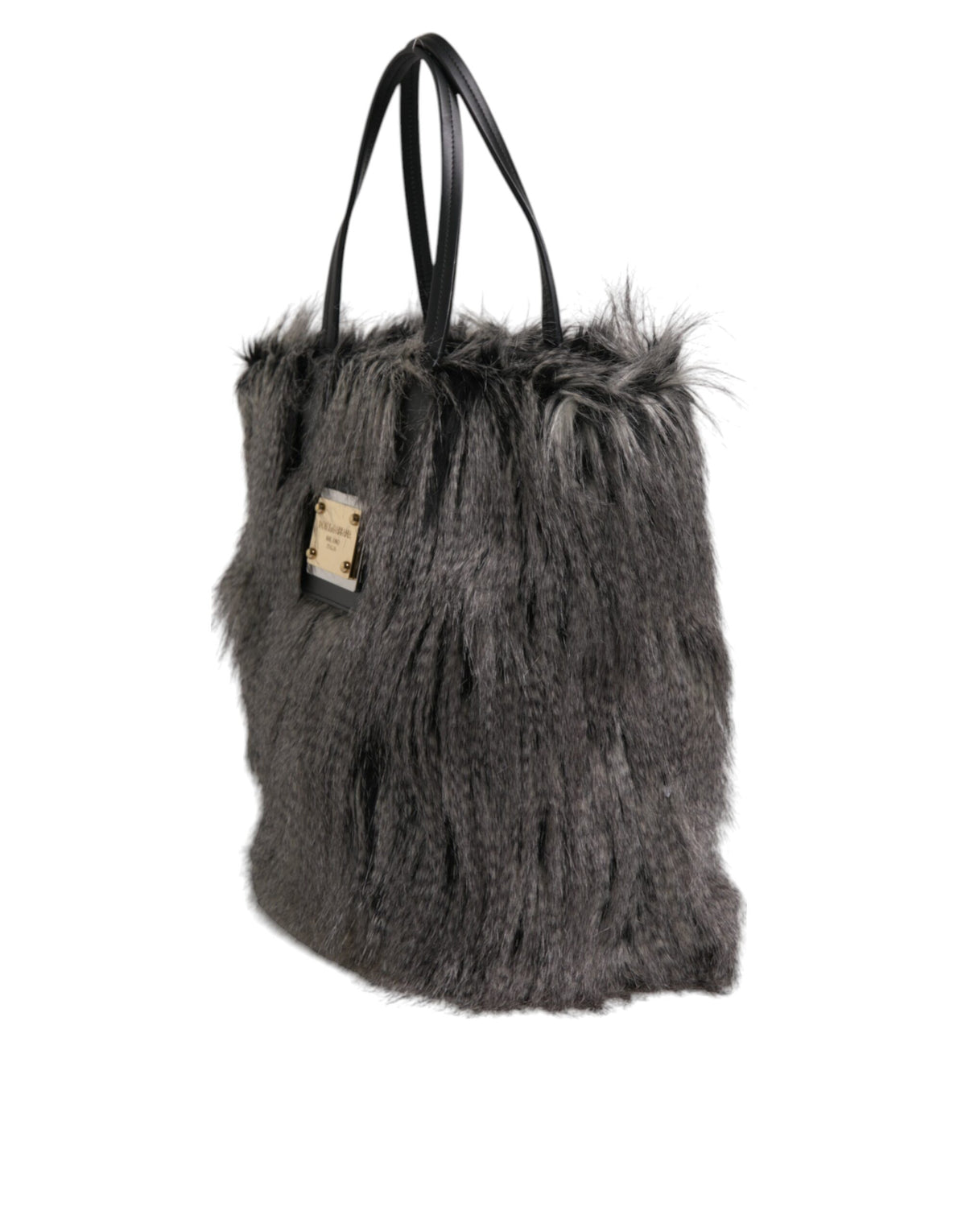 Dolce & Gabbana Black Oversize Faux Fur Shopping Tote Bag - view 3