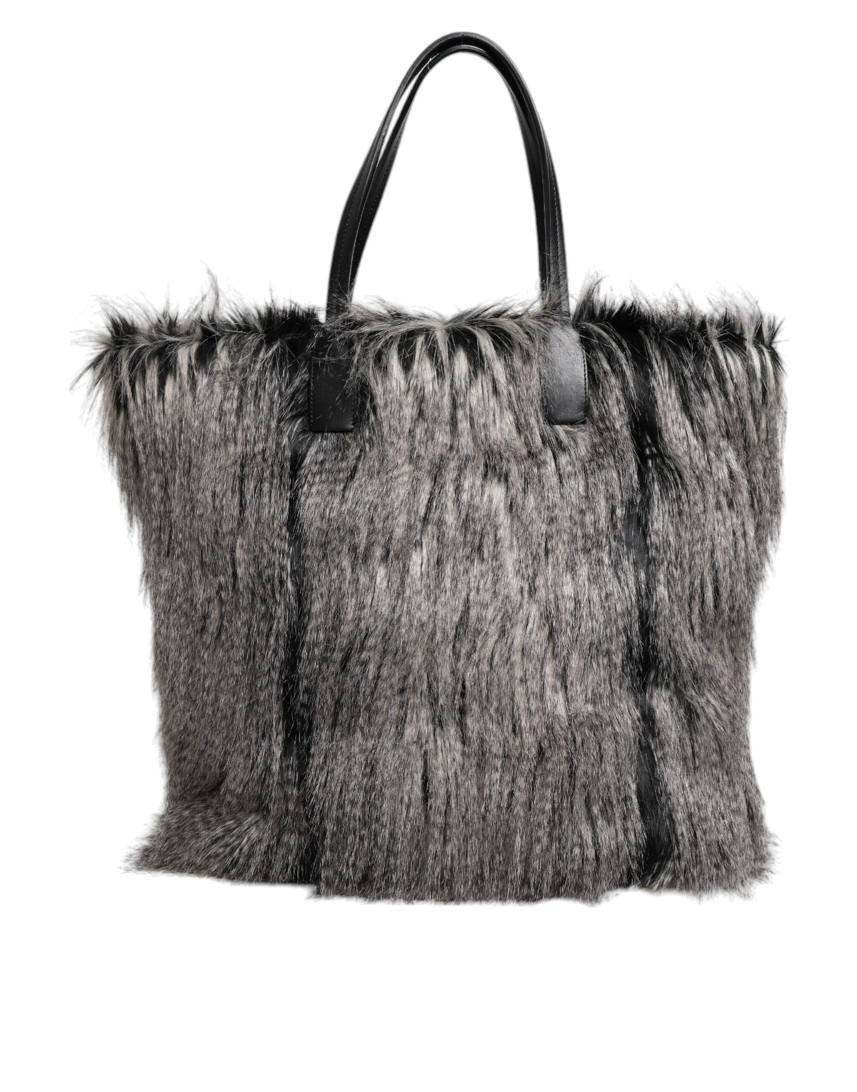 Dolce & Gabbana Black Oversize Faux Fur Shopping Tote Bag - view 4