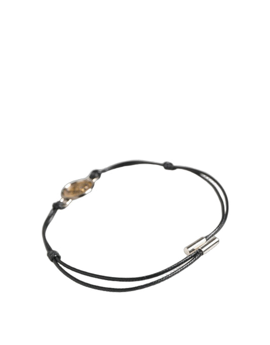 Dolce & Gabbana Black Polyester Cord Gold Tone Roman Coin Charm Bracelet - YSONA