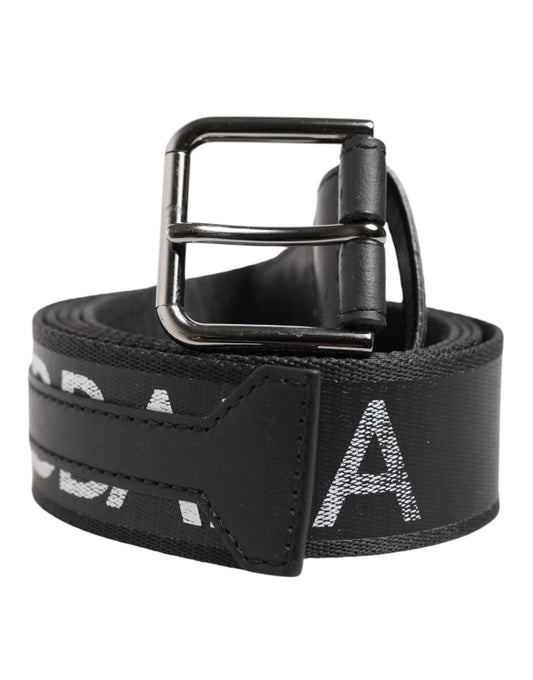 Dolce & Gabbana Black Polyester Leather Metal Buckle Belt - YSONA