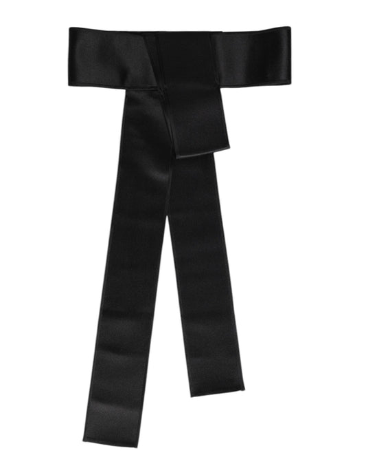Dolce & Gabbana Black Satin Wide Waist Belt - YSONA