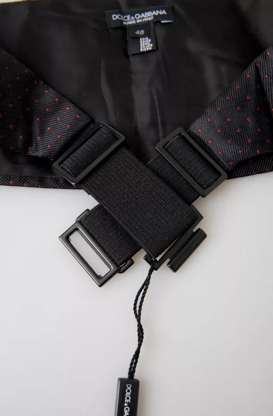 Dolce & Gabbana Black Silk Dotted Waist Tuxedo Belt Cummerbund - YSONA