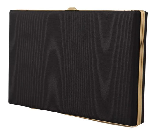 Dolce & Gabbana Black Silk Gold Frame Clutch Evening Party Purse Bag - YSONA